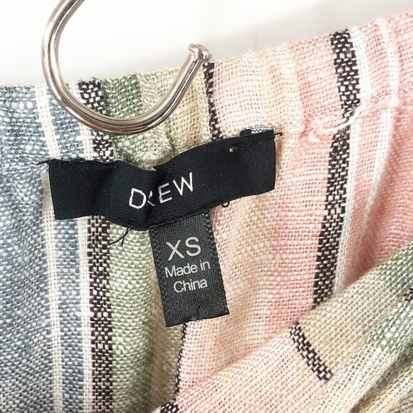 ✅ DREW Striped Linen Pastel Tulip Pant Strapless Jumpsuit XS - Picture 6 of 8